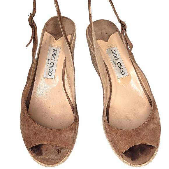 Jimmy Choo Tan Suede Espadrille Wedges - Size 39 EU/ 8.5-9 US - Picture 5 of 7